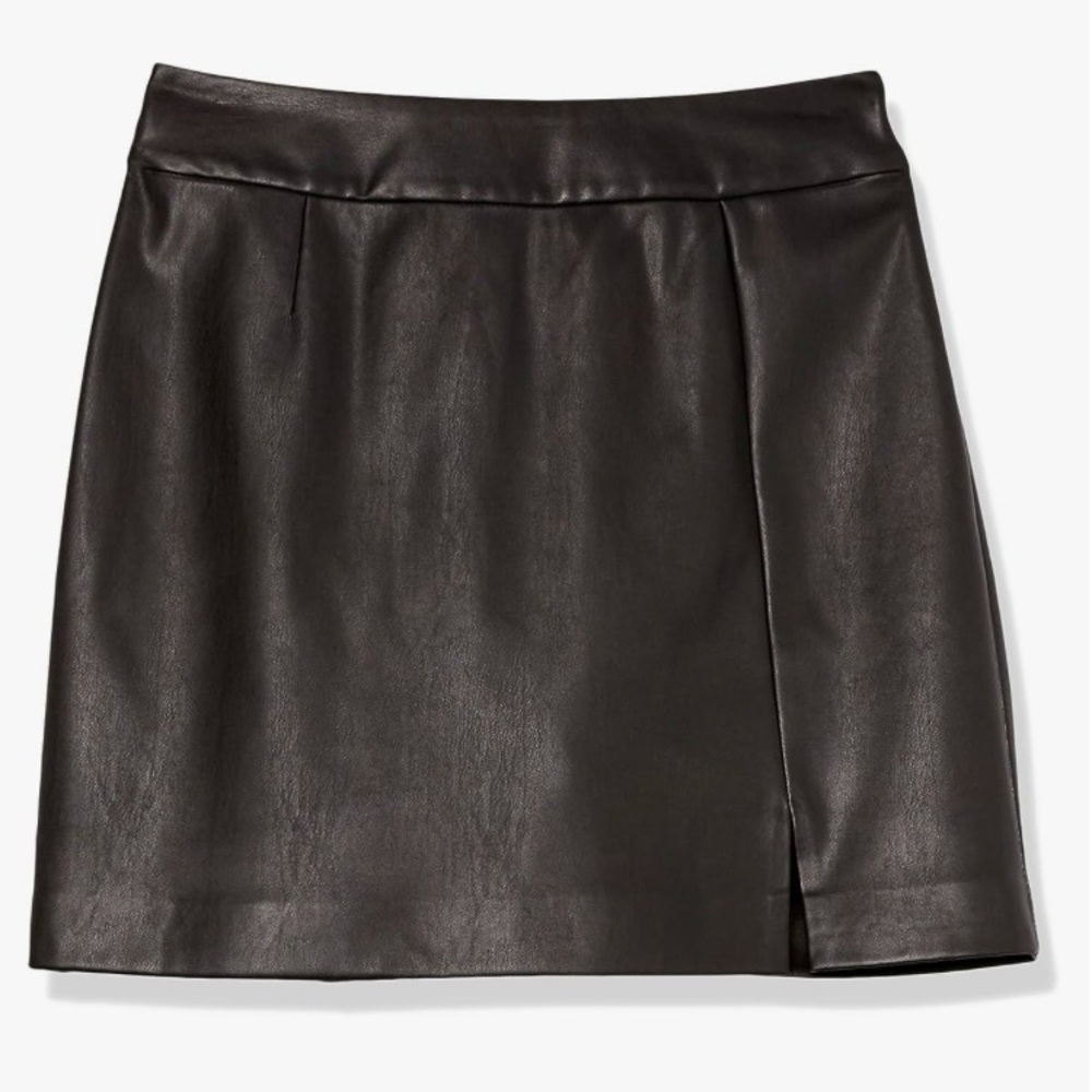 NWT The Drop Women's Aiden Vegan Leather A-Line Mini Skirt - 3x Black